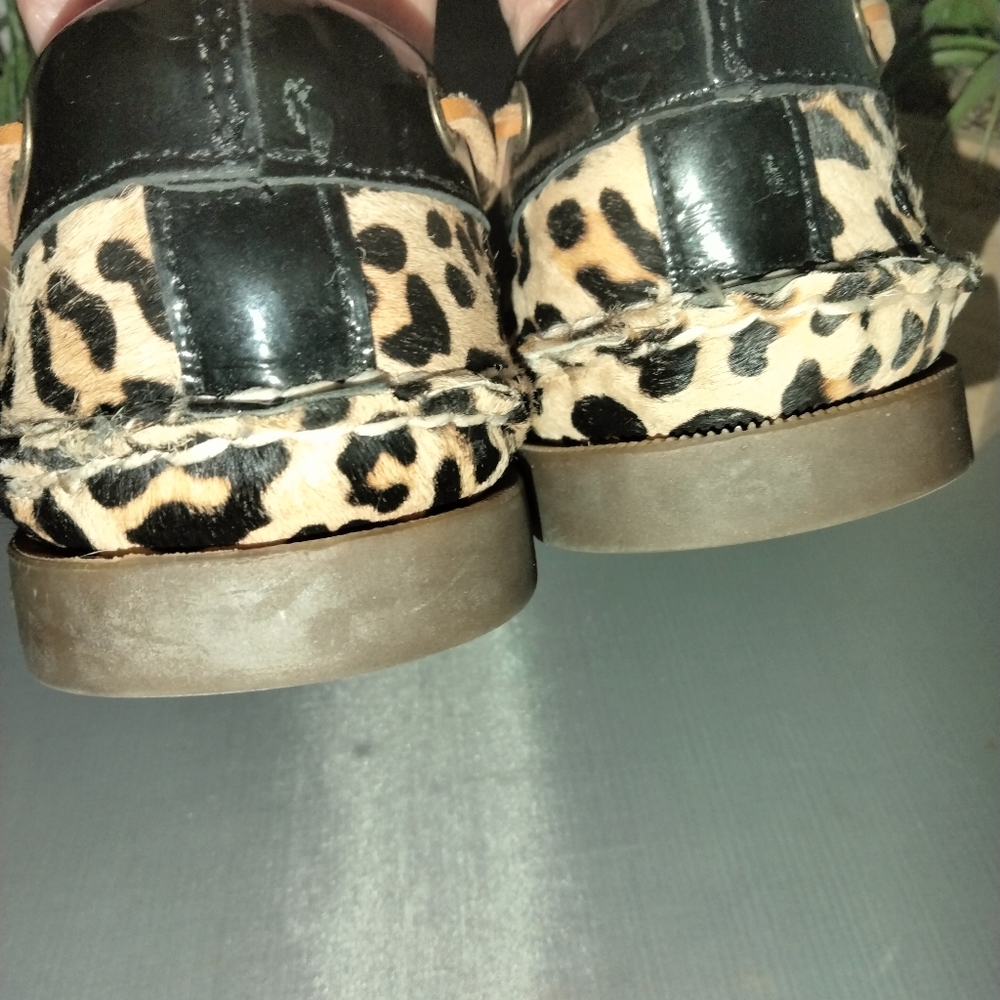 Sperry topsider leathee leopard print shoes size 10 non-marking - Picture 6 of 10
